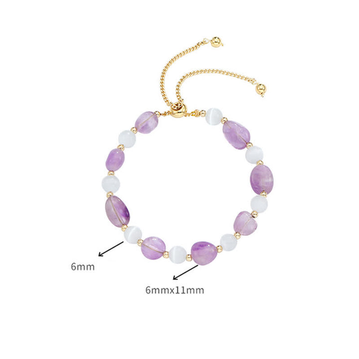 Amethyst Pink Crystal Black Rutilated Quartz Spiritual Awareness Bracelet - image 6