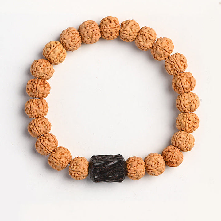 Buddha Stones Tibet Rudraksha Bodhi Seed Wealth Auspiciousness Bracelet - Ebony Wood - image 21
