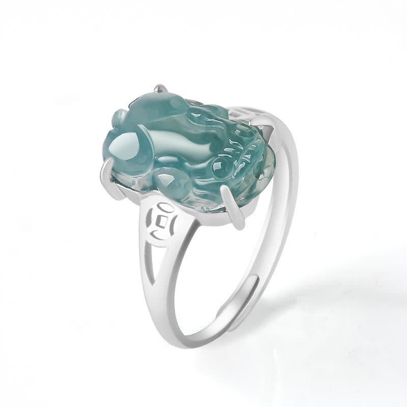 Buddha Stones 925 Sterling Silver Fengshui Wealth Prosperity Jade PiXiu Luck Ring - Women - image 3