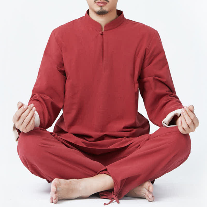 Spiritual Zen Meditation Yoga Prayer Practice Cotton Linen Clothing Men's Set