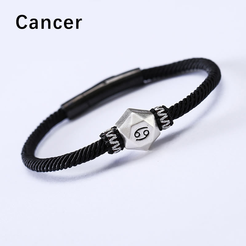 Buddha Stones 999 Sterling Silver 12 Constellations of the Zodiac Protection Handmade String Bracelet - Cancer - 19CM - image 5