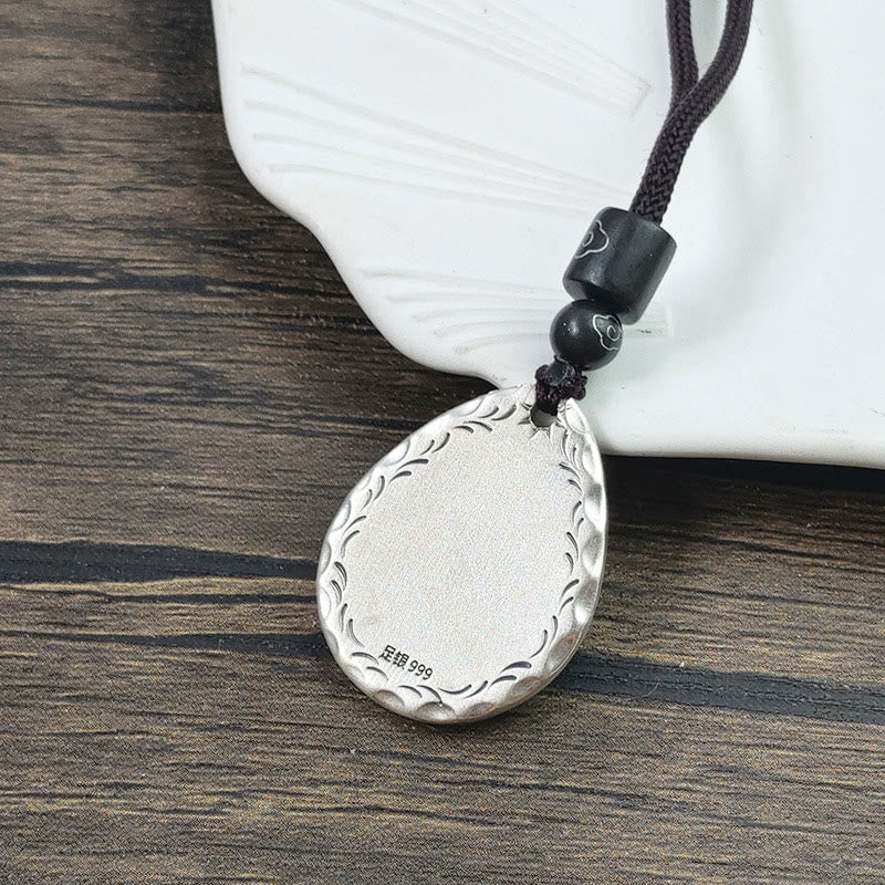 Buddha Stones Vintage 999 Sterling Silver Yin Yang Bagua Water Drop Design Balance Harmony Necklace Pendant - image 3