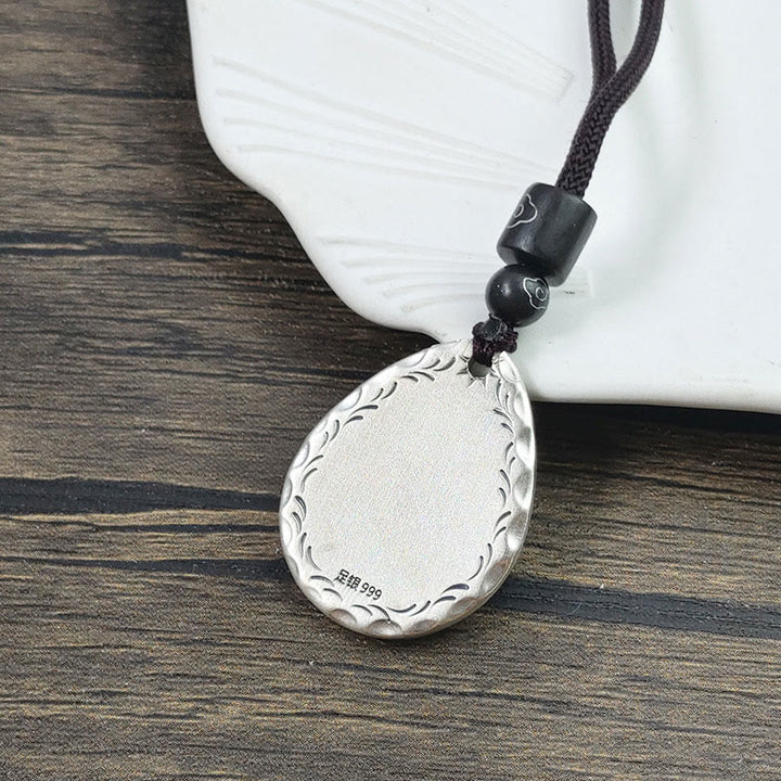 Buddha Stones Vintage 999 Sterling Silver Yin Yang Bagua Water Drop Design Balance Harmony Necklace Pendant - image 3