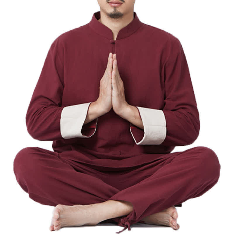 Spiritual Zen Meditation Yoga Prayer Practice Cotton Linen Clothing Men's Set - image 4