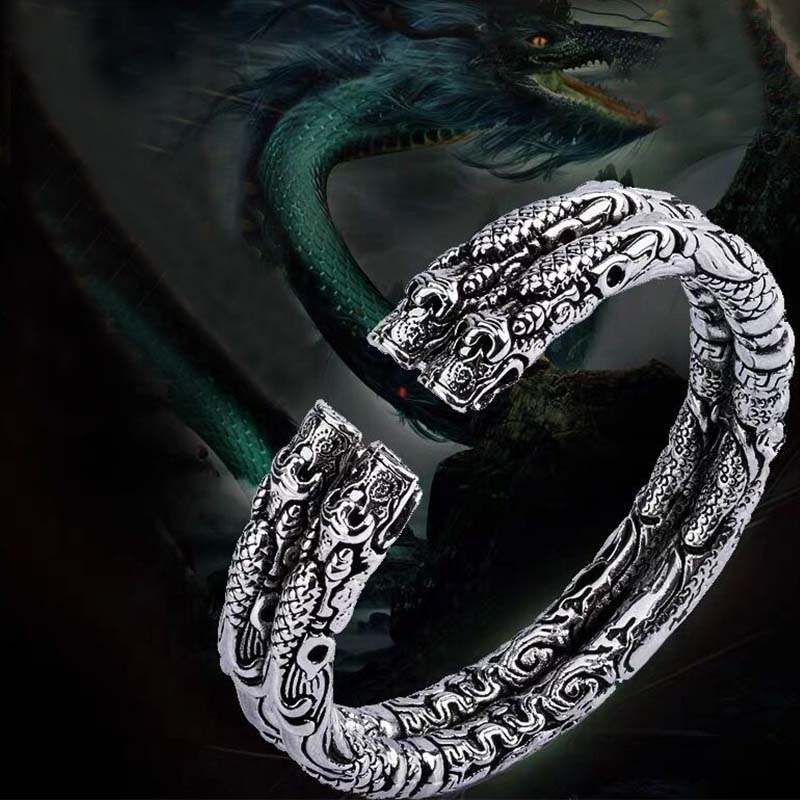Dragon Auspicious Clouds Luck Protection Bracelet Adjustable Bangle - image 7