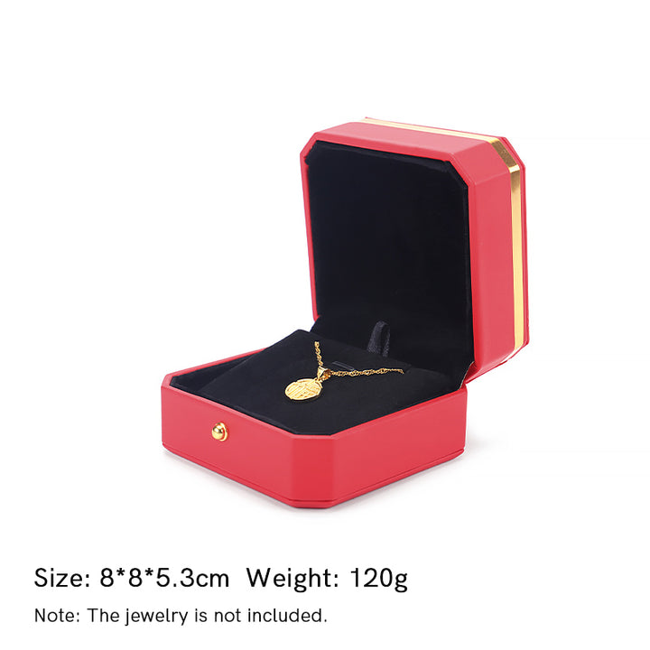 Jewelry Storage Box PU Leather Gift Box - Red - Pendant Box (8*8*5.3cm) - image 20