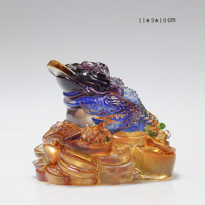Feng Shui Frog Handmade Liuli Crystal Art Piece Wealth Home Office Decoration - 11*9*10cm - image 4