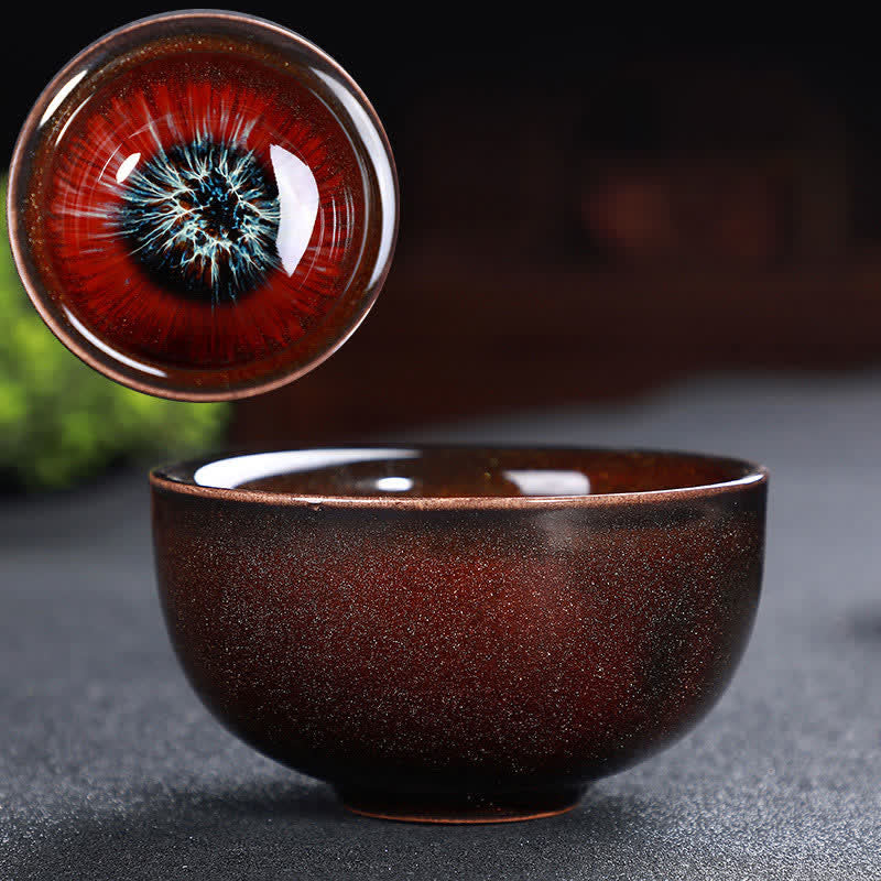 Buddha Stones Colorful Ceramic Teacup Home Office Tea Cups - Red&Blue - image 75