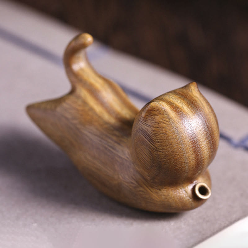 Buddha Stones Green Sandalwood Cute Cat Pattern Soothing Stick Incense Burner Decoration - image 8
