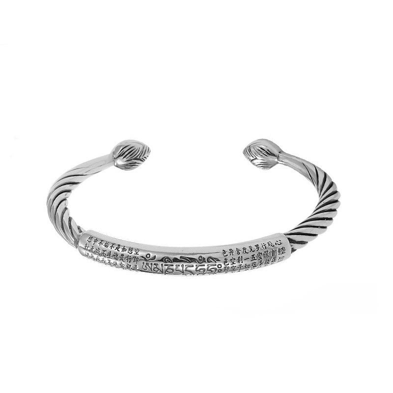 Buddha Stones Tibetan Om Mani Padme Hum Heart Sutra Purity Cuff Bracelet - image 12