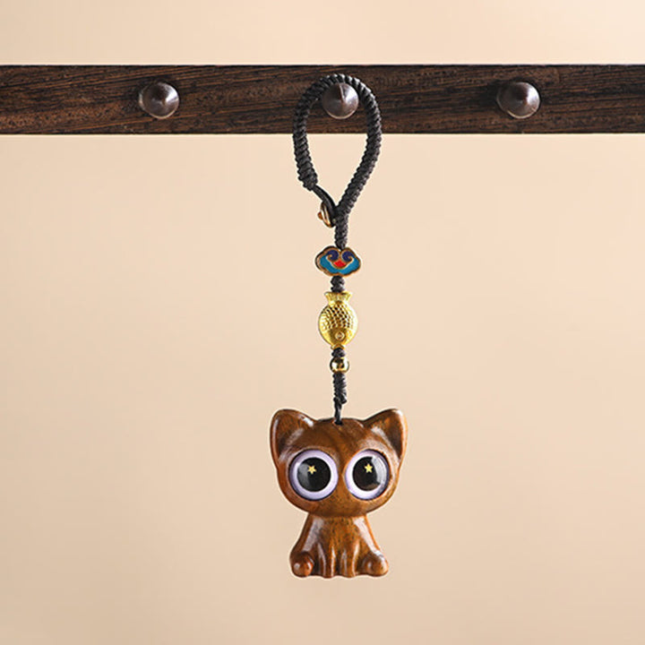 Buddha Stones Green Sandalwood Lucky Cat Koi Fish Cure Key Chain Phone Hanging Decoration - image 13