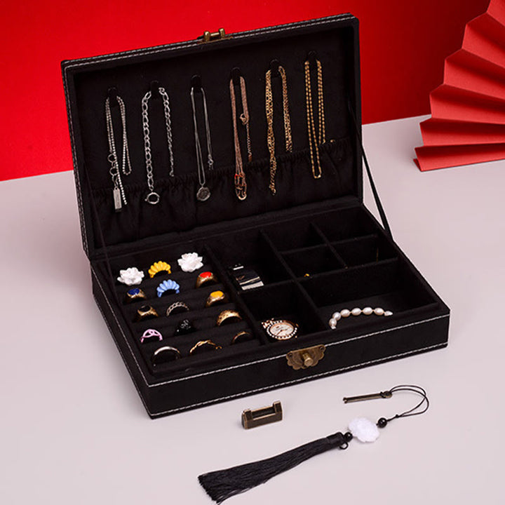 Buddha Stones Simple Design Jewelry Box Organizer Single Layer Flannel Jewelry Storage Box With Lock - image 19