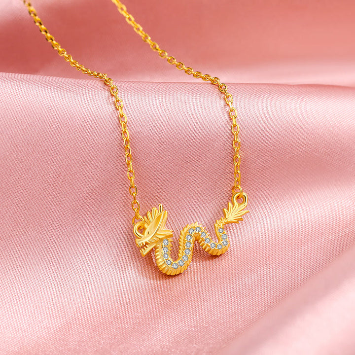 Buddha Stones 925 Sterling Silver Year Of The Dragon Auspicious Golden Dragon Luck Chain Necklace Pendant - image 6