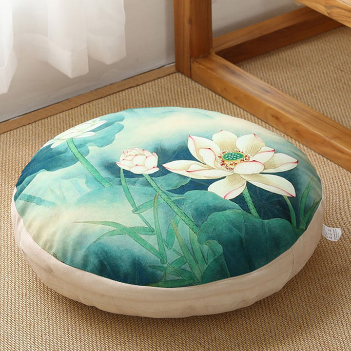 Lotus Simple Pattern Linen Meditation Seat Cushion Home Living Room Decoration