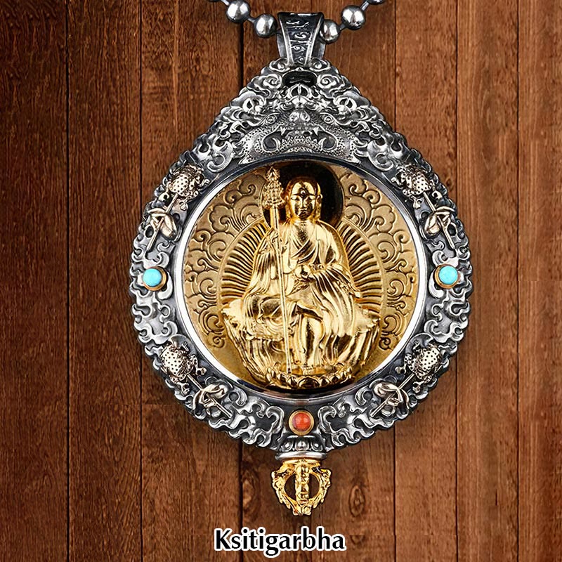 Buddha Stones Chinese Zodiac Natal Buddha Thangka Nine Palaces Eight Diagrams Wealth Rotatable Necklace Pendant - Ksitigarbha - image 13
