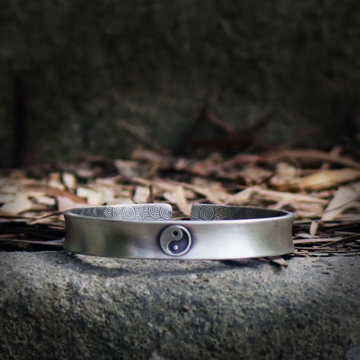 Buddha Stones 999 Sterling Silver Yin Yang Auspicious Clouds Balance Harmony Bracelet - image 4