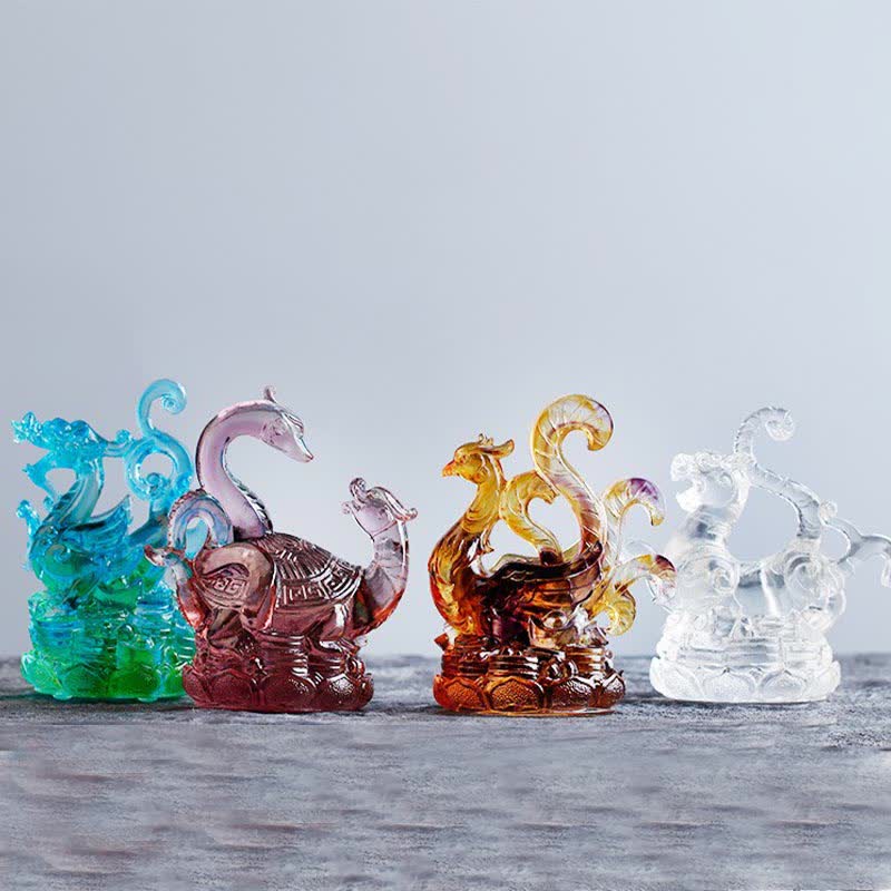Buddha Stones Feng Shui Four Symbols Azure Dragon Handmade Liuli Crystal Art Piece Home Office Decoration - image 2