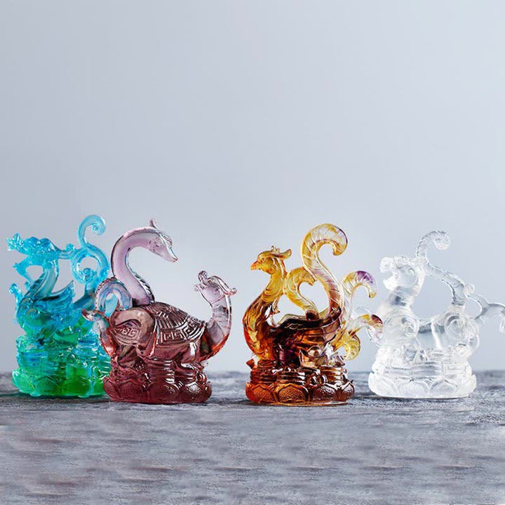 Buddha Stones Feng Shui Four Symbols Azure Dragon Handmade Liuli Crystal Art Piece Home Office Decoration - image 2