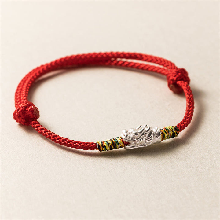Buddha Stones 925 Sterling Silver Year of the Dragon Luck Strength Red Rope Bracelet - Silver(Wrist Circumference 14-21cm) - image 2