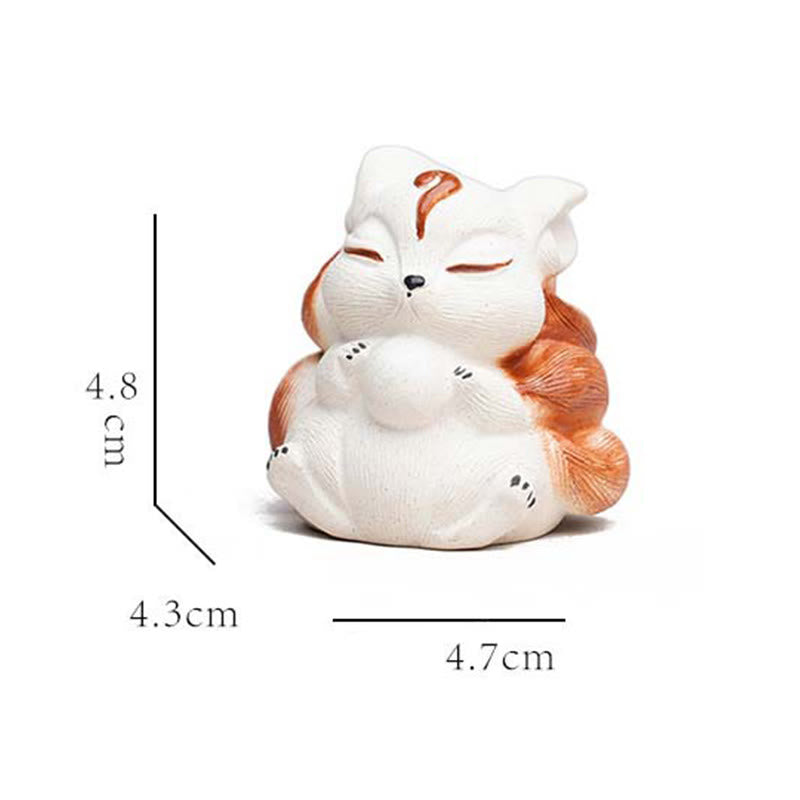 Buddha Stones Mini Nine Tailed Fox Purple Clay Luck Desk Decoration - image 14