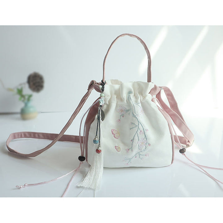 Buddha Stones Handmade Embroidered Flowers Canvas Tote Shoulder Bag Handbag - image 25