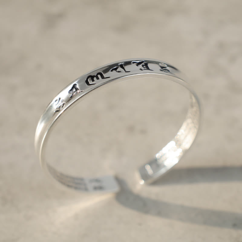 Buddha Stones Tibetan Mantra White Copper Bracelet - image 3