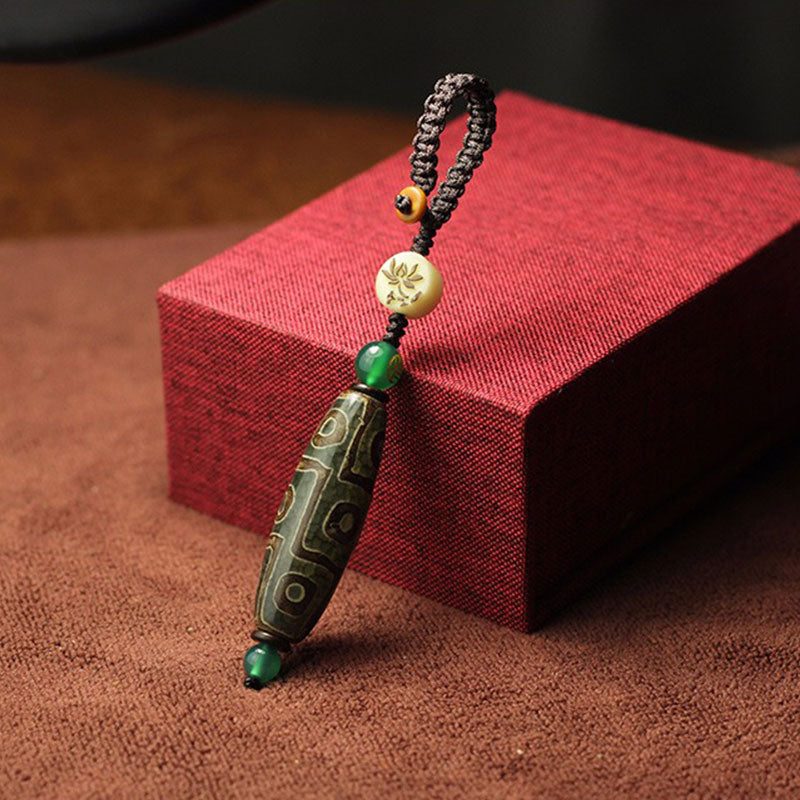 Buddha Stones Tibetan Nine-Eye Dzi Bead Wealth Decoration