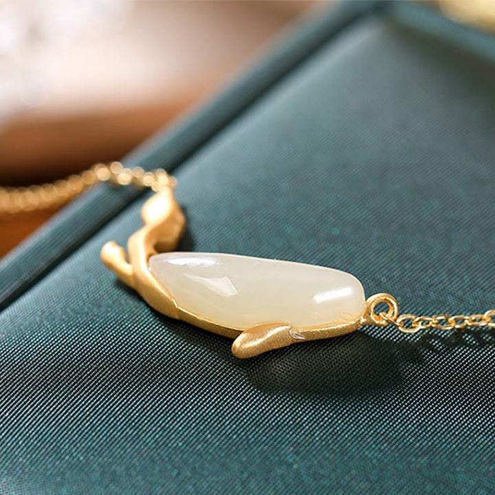 Buddha Stones 925 Sterling Silver White Jade Dolphin Luck Necklace Pendant - image 13