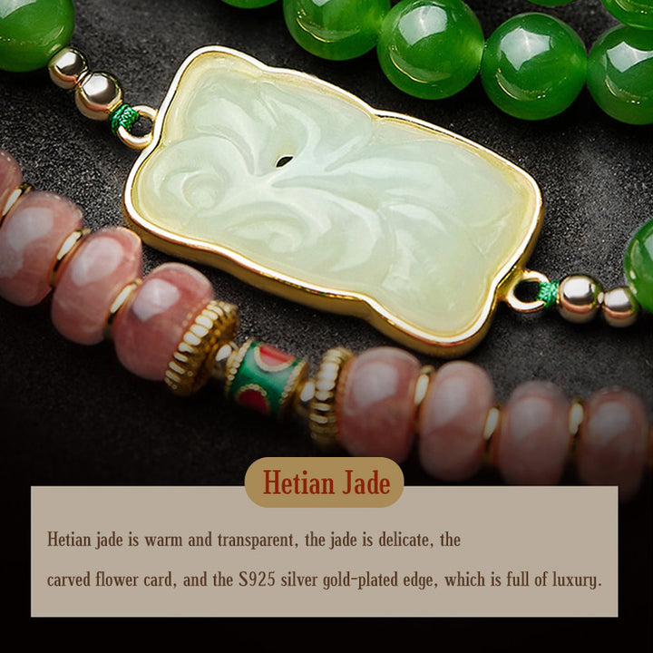 Buddha Stones 108 Mala Beads Cyan Jade Red Agate Laughing Buddha Luck Bracelet - image 13