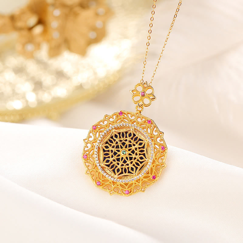 Buddha Stones 925 Sterling Silver Plated Gold Lazurite Lapis Lazuli Positive Necklace Pendant - image 3