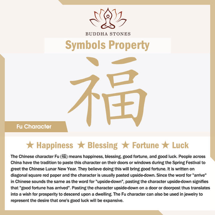 Buddha Stones 925 Sterling Silver White Agate Fu Character Happiness Luck Necklace Pendant