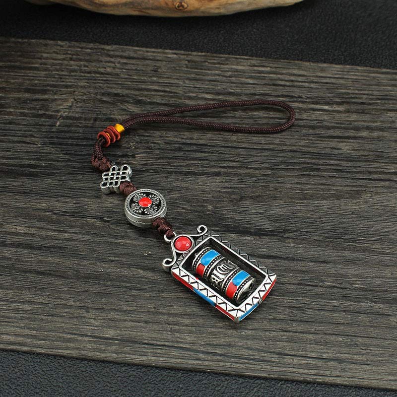 Six True Words Prayer Wheel Rotation Knot Blessing Keychain Decoration - image 12