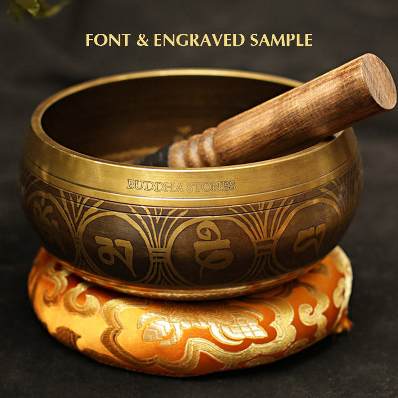 Buddha Stones Tibetan Meditation Sound Bowl Handcrafted for Healing and Mindfulness Support Protection Singing Bowl Set - image 14