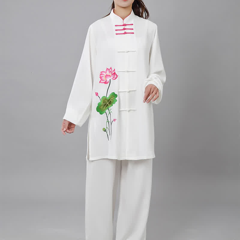 Lotus Flower Leaf Pattern Tai Chi Meditation Prayer Spiritual Zen Practice Clothing Women's Set - image 12