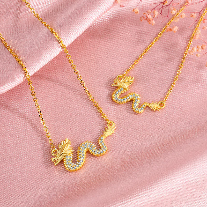 Buddha Stones 925 Sterling Silver Year Of The Dragon Auspicious Golden Dragon Luck Chain Necklace Pendant - image 4