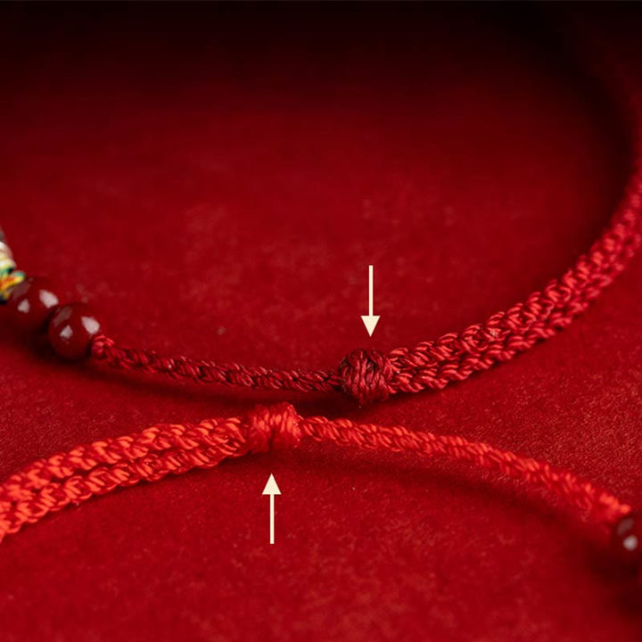 Buddha Stones 925 Sterling Silver Koi Fish Cinnabar Bead Wealth Handcrafted Braided Bracelet Anklet - image 16