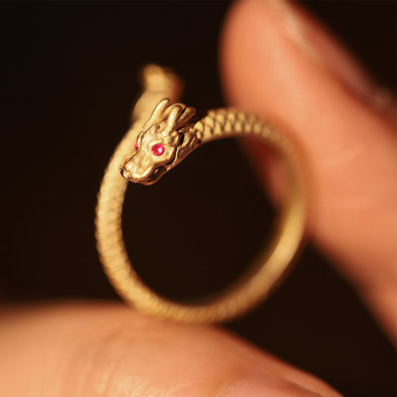 Buddha Stones 925 Sterling Silver Vintage Year of the Dragon Luck Protection Strength Adjustable Ring - image 9