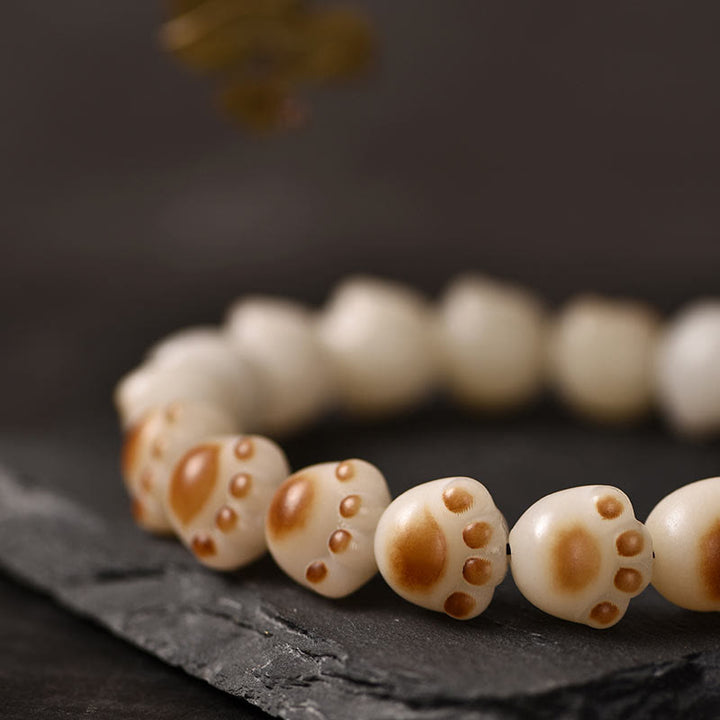 Buddha Stones Cute Cat Paw Claw Bodhi Seed Peace Bracelet - image 11