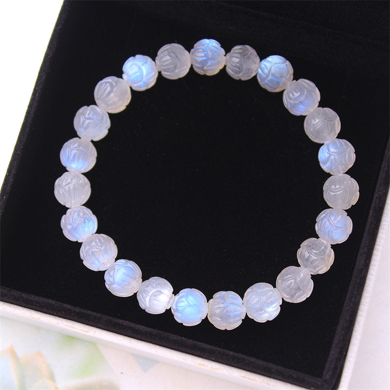 Buddha Stones Natural Moonstone Lotus Love Bracelet - image 10