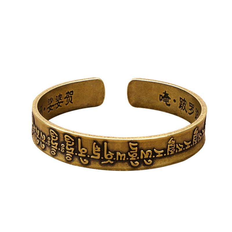 Buddha Stones Tibetan Mahāpratisarā Mantra Sanskrit Copper Brass Healing Bracelet Bangle