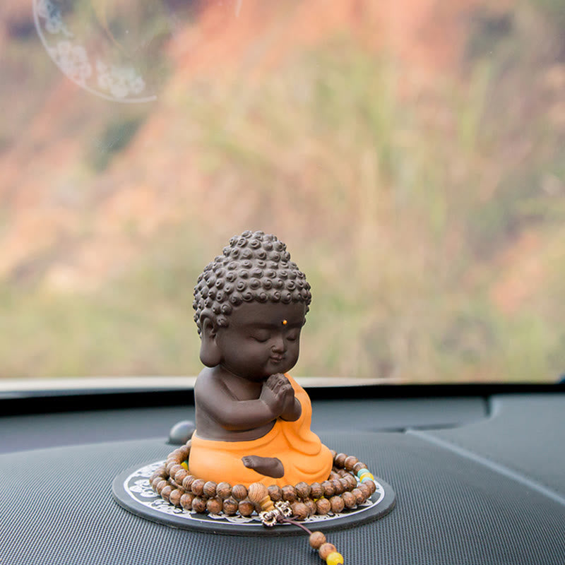 Buddha Stones Small Buddha Serenity Purple Clay Home Desk Decoration - image 19
