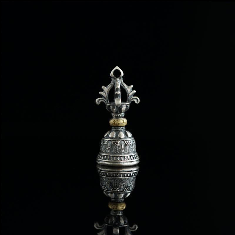 Buddha Stones Tibet 925 Sterling Silver Om Mani Padme Hum Dorje Bell Vajra Engraved Enlightenment Pendant Hanging Decoration - image 6
