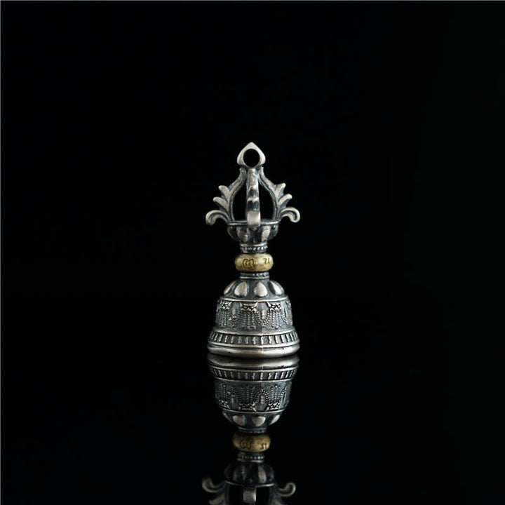 Buddha Stones Tibet 925 Sterling Silver Om Mani Padme Hum Dorje Bell Vajra Engraved Enlightenment Pendant Hanging Decoration - image 6