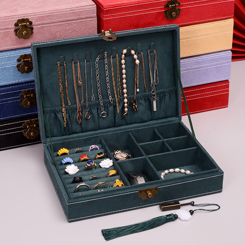 Buddha Stones Simple Design Jewelry Box Organizer Single Layer Flannel Jewelry Storage Box With Lock - image 3