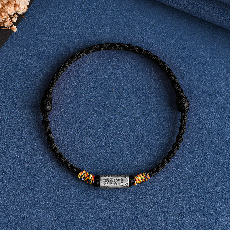 Buddha Stones Handcrafted 925 Sterling Silver Everything Goes Well Design Protection Strength Bracelet Anklet - Bracelet(Wrist Circumference 13-18cm) - Black Rope - image 18