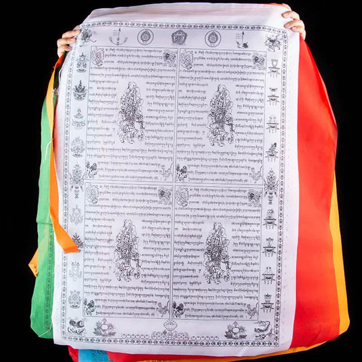 Tibetan 5 Colors Windhorse Happiness Auspicious Outdoor Prayer Flag