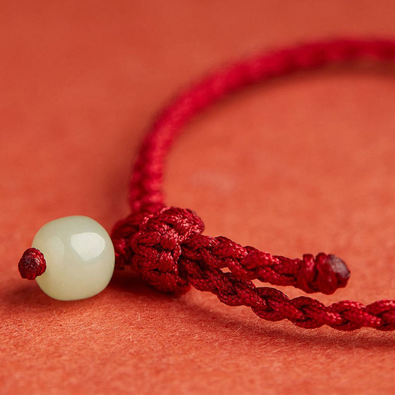 Buddha Stones Round Peace Buckle Jade Lotus Happiness Abundance Wealth String Bracelet - image 7