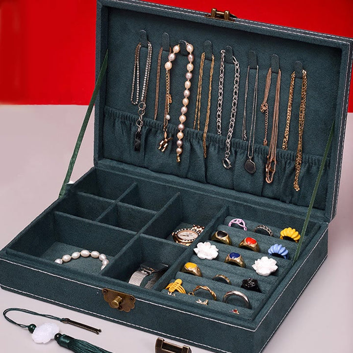 Buddha Stones Simple Design Jewelry Box Organizer Single Layer Flannel Jewelry Storage Box With Lock - image 5