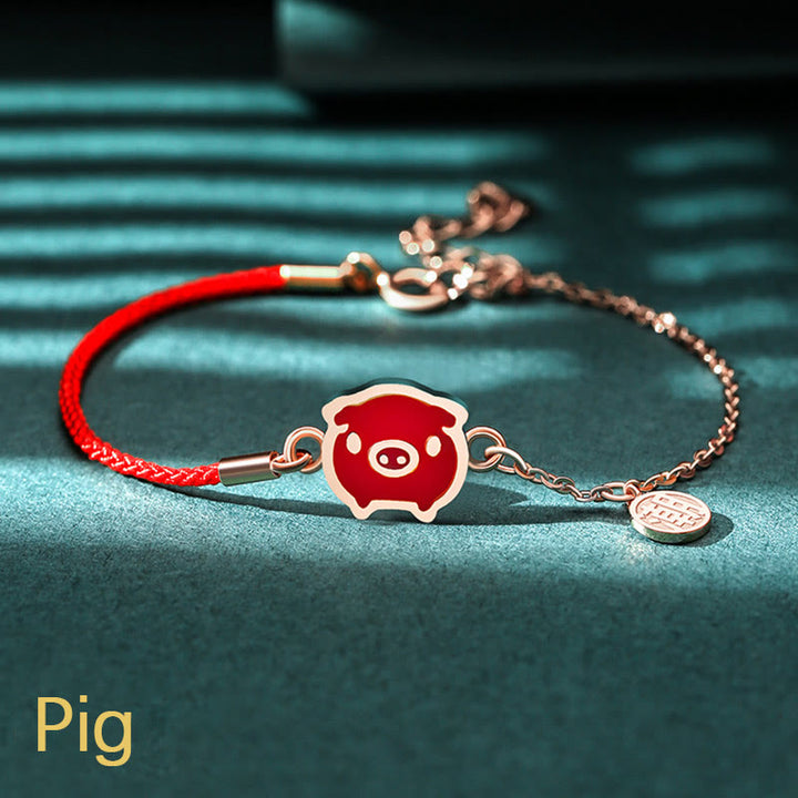 Buddha Stones 925 Sterling Silver Color-changing Chinese Zodiac Luck Protection Red String Chain Bracelet - Pig(Wrist Circumference 14-15cm) - image 25