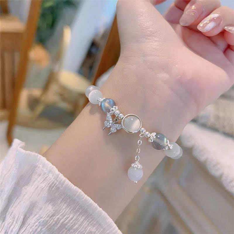 Buddha Stones "Sending Luck and Inner Peace" Cat's Eye Butterfly Bracelet Includes Gift Message Card - image 4